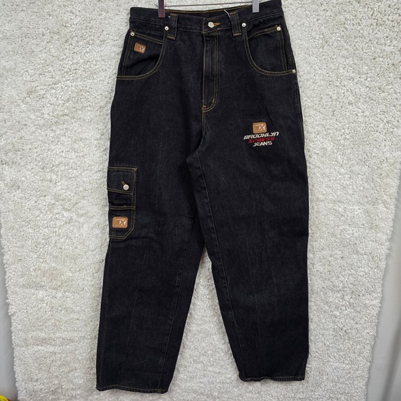 Brooklyn Xpress Other - Brooklyn Xpress Cargo‎ Jeans Mens 34 (fits 30x33) Black Baggy Streetwear Y2K